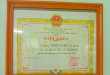 Giấy khen của Chủ tịch Ủy Ban Nhân dân Huyện Châu Thành